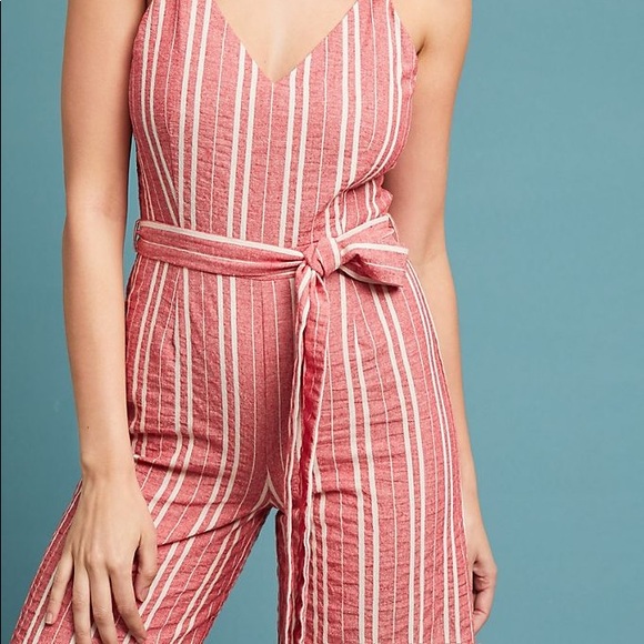 Anthropologie Robin Cropped Wide-Leg Red Jumpsuit - Picture 5 of 14